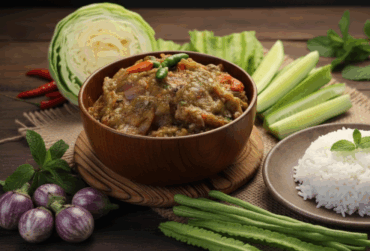 pounded smoked fish and eggplant