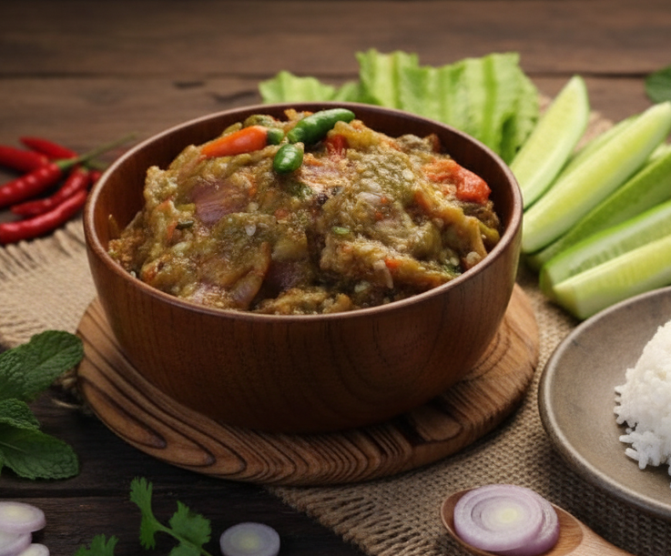 Cambodian Pounded Smoked Fish and Eggplant Dip