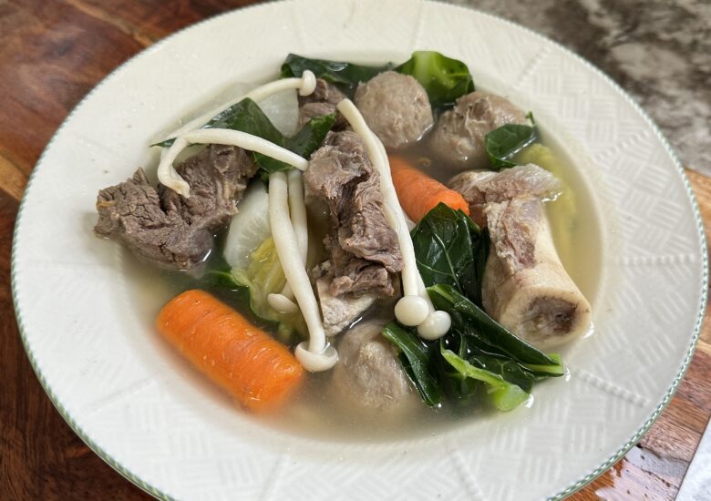 Bone soup with collard greens