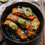 Crispy Salmon with Avocado Sauce