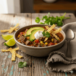 Hearty Mexican Beef Tortilla Soup
